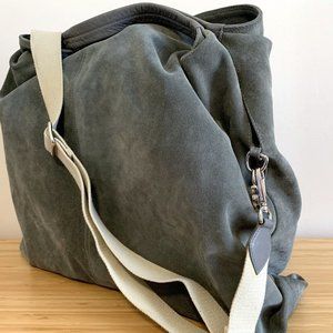 Large Furla Suede Bag Overnight Bag in Olive Green with Padlock